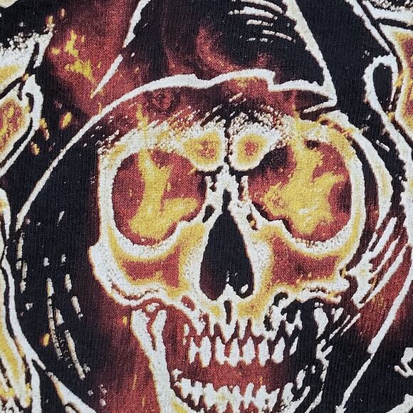 Sons-Of-Anarchy Shirt Large 21x26 Fire Burning Grimreaper - Picture 4 of 11